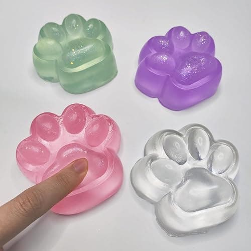2.76 Inch Squeeze Toys Handmade Cat Paw Squishy, Glitter Pink Squeeze Paw, Cute Soft Squishy Toy for Stress Relief, Fidget Squishies Suitable for Adults (Pink) - Pink thumbnail 5
