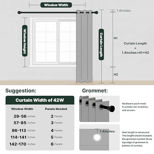 H.VERSAILTEX Blackout Curtains for Bedroom Thermal Insulated Room Darkening Living Room Curtains 63 Inch Long Grommet Privacy Protection Window Curtain Panels/Drapes for Nursery,2 Panels,Ivory/Cream thumbnail 2