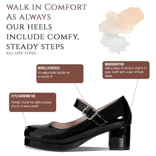 femflame Women's Low Chunky Heel Mary Jane Pumps Ankle Buckle Strap Sweet Round Toe Dress Shoes JK Cosplay Uniform Dress Shoes thumbnail 4
