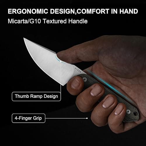 Kizer Mini Harpoon Fixed Blade Knife with Sheath, AEB-L Blade Hunting Knife with Micarta Handle, Camping Fixed Blade Small EDC knives for Hiking, Survival 1040SM2 thumbnail 4