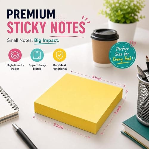 UNZE Sticky Notes - 400 Sheets, 4 Pastel Colors Pads (3x3 Inches) Removable Self-Adhesive Memo Notes for Daily Planning at Home, Office & School | 4 Pads of 100 Sheets Each. thumbnail 3