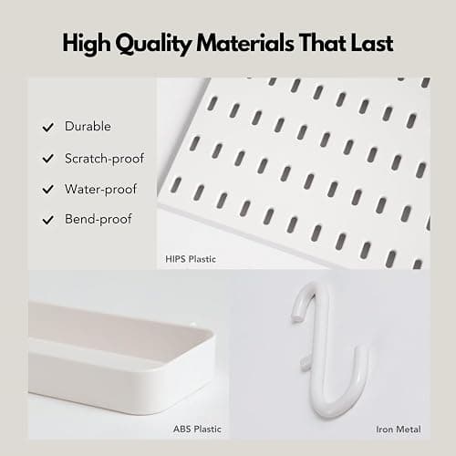 Keepo Pegboard Combination Kit, Pegboards and Accessories Modular Hanging for Wall Organizer, Crafts Organization, Ornaments Display, Nursery Storage, Peg Board (White, 22″×11″) thumbnail 4
