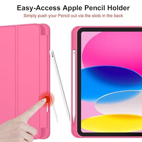 iMieet iPad (A16) Case 11th Gen/iPad 10th Generation Case [11-Inch 2025/10.9 Inch 2022] with Pencil Holder, Trifold Stand Smart Cover with Soft TPU Back,Auto Wake/Sleep(Watermelon) - Watermelon thumbnail 5