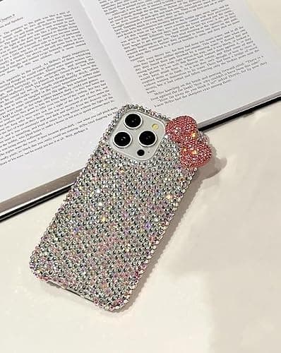 redecarie for iPhone 16 3D Glitter Sparkle Bling Case Cute Bow Pink Women Girls Kids Crystal Rhinestone Clear Protective Diamond Bumper Cover Case for iPhone 16 6.1 inch - For iPhone 16 6.1 inch thumbnail 4