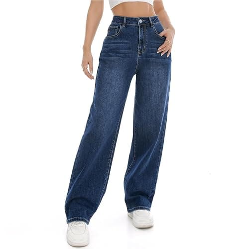 Mars power Women's Wide Leg Jeans High Waisted Baggy Straight Leg Loose Stretchy Casual Denim Pants thumbnail 4