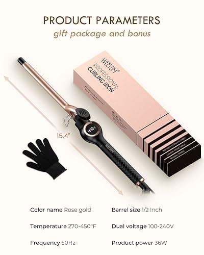 Small Curling Tongs 13mm, Curling Iron 1/2 Inch Barrel, Tiny Curling Wand for Short Hair, Ceramic Tourmaline Hair Curling Iron Dual Voltage thumbnail 7