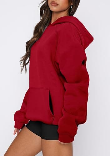 onlypuff Women Pullover Sweatshirt Long Sleeve Hoodies Kangaroo Pocket Fleece Basic Sweater thumbnail 4