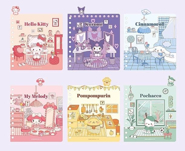 Cute Kitty Melody Ruled Spiral Notebook Diary Planner 6 x 6.5 In, 6 Dividers Index Tabs, About 90 Sheets (Purple) thumbnail 6