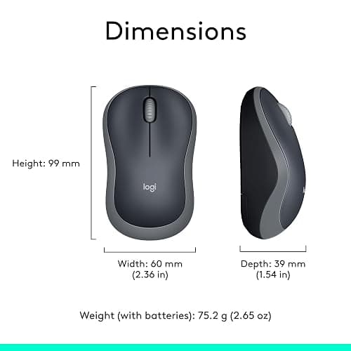Logitech M185 Wireless Mouse, 2.4GHz with USB Mini Receiver, 12-Month Battery Life, 1000 DPI Optical Tracking, Ambidextrous, Compatible with PC, Mac, Laptop - Grey thumbnail 9
