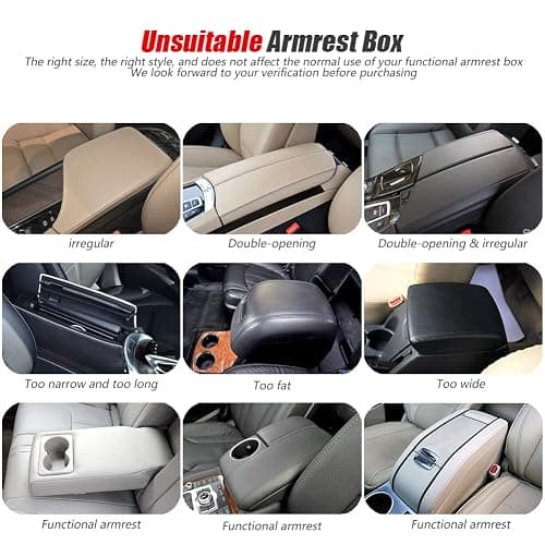 ESKONKE [Upgraded] Car Center Console Cover with 2 Storage Bags - Premium Nappa Leather Armrest Cover, Scratch & Wear Resistant, Waterproof Car Interior Accessories (Black) thumbnail 8