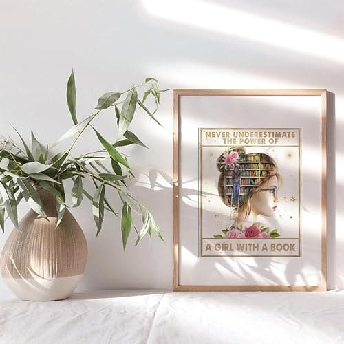 Empowering Wall Art For Tween Girl 11x14 - Never Underestimate A Girl With A Book - Inspirational & Motivational quote Poster - Ideal for Classroom Decor, Teacher Gifts,Woman Room Decor - Unframed thumbnail 9