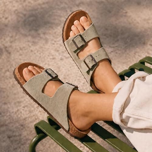 AugSun Women's Cork Footbed Slides 2026 - Adjustable Double Buckle Sandals with Arch Support, Latex Cushion Insole & All-Day Comfort thumbnail 3
