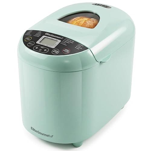 Elite Gourmet Programmable Bread Maker, 2 Lb, 3 Sizes, 19 Presets, Mint | Features Gluten-Free, Dough and Jam Presets Plus a Delay Timer - Image 1