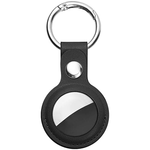 Ainiv AirTag Schutzhülle, Schutzhülle Kompatibel mit AirTags, Leder Keyring, Mini Apple AirTags Case, Hülle, Cover mit Schlüsselanhänger Schwarz - Image 1