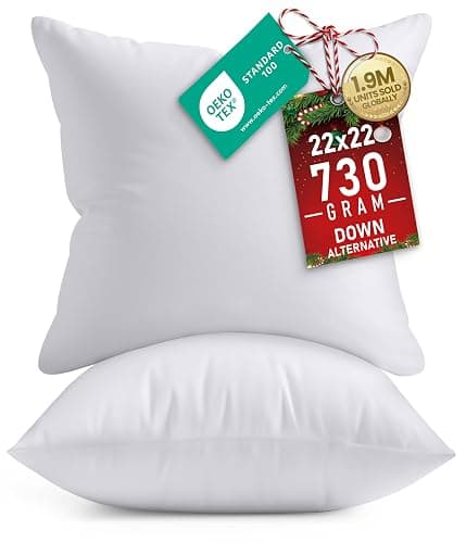 Utopia Bedding Throw Pillows Insert (Pack of 2, White) - 22 x 22 Inches Bed and Couch Pillows - Indoor Decorative Pillow - Image 1