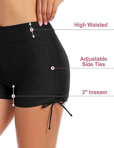 Lecieldusoir Women's Swim Shorts High Waisted Bathing Suit Bottoms Swimsuit Boy Shorts Swimwear Bikini Board Shorts thumbnail 3