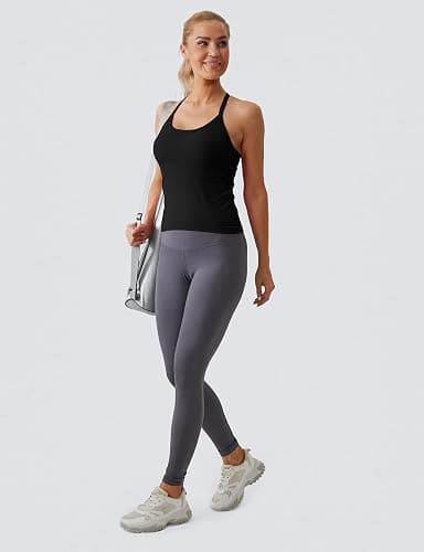 MathCat Workout Tank Tops for Women with Built in Bra, Sleeveless Gym Tops Seamless Racerback Athletic Yoga Shirts thumbnail 6