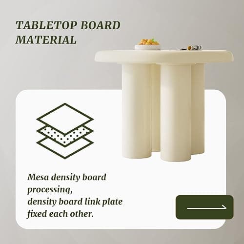Guyii Cream White Dining Table, Round Kitchen Table, Modern Dining Room Table for Kitchen, Bar, Living Room, Table Only thumbnail 3