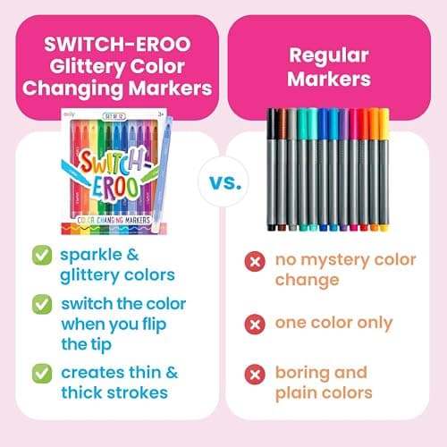 Ooly 12 Pack Sparkle Switch-eroo Color Changing Markers, Dual Tip Markers for Kids, Double Ended Chisel Tip Marker Set Great for Art Supplies, Drawing and Stationery Sets thumbnail 3