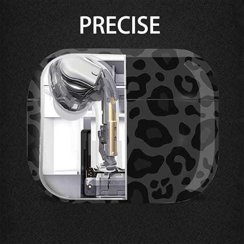 Olytop for Cute Glitter Airpods 4 Case 2024 with Cleaner Pen, Shell Pattern Apple Airpods iPod 4th Generation Case Cover Protective Skin Girl Women with Luxury Pearl Keychain, Black/Grey Leopard thumbnail 5