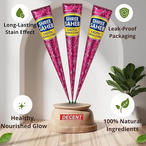 SHREE SAHEB | Henna Paste Cones – 100% Natural & Chemical Free – Ready to Use Pre-Filled Henna Cones Brownish for Hair Color– Pack of 3 (90 g) thumbnail 5