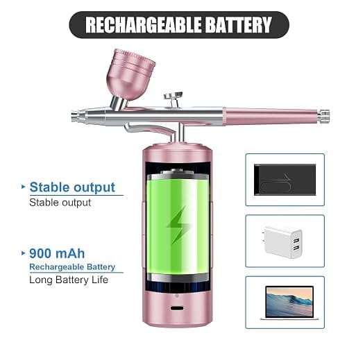 Airbrush Kit Portable Airbrush Air Brush Kit with Air Compressor Airbrush for Nails Airbrush Compressor High Pressure Nail Airbrush Machine Handheld Mini Air Brush Kit (pink) thumbnail 4