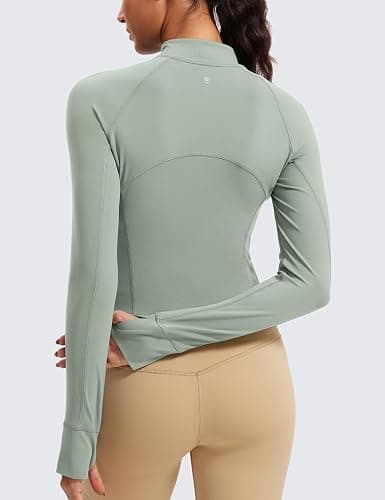 CRZ YOGA Butterluxe Half Zip Long Sleeve Shirts for Women - Workout Athletic Yoga Tops Crop Collared Quarter Zipper T-Shirt thumbnail 2