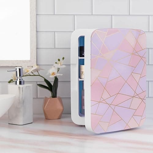 Cooluli 10L Mini Fridge for Bedroom - Car, Office Desk & Dorm Room 12v Portable Cooler Warmer Food, Drinks, Skincare, Beauty Makeup AC/DC Small Refrigerator with Glass Front, Fractal Pink thumbnail 6