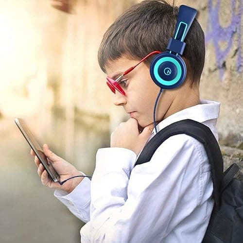 noot products K11 Kids Headphones with Wired Cord 3.5mm Jack Navy/Teal | 5ft Long Cord, Tangle Free, Foldable, Plug in On-Ear Headset for School, Classroom, Boys, Girls, Toddler Laptop Travel Tablet thumbnail 8