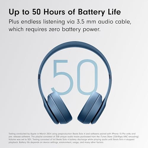 Beats Solo 4 - Wireless Bluetooth On-Ear Headphones, Slate Blue (Renewed Premium) thumbnail 3