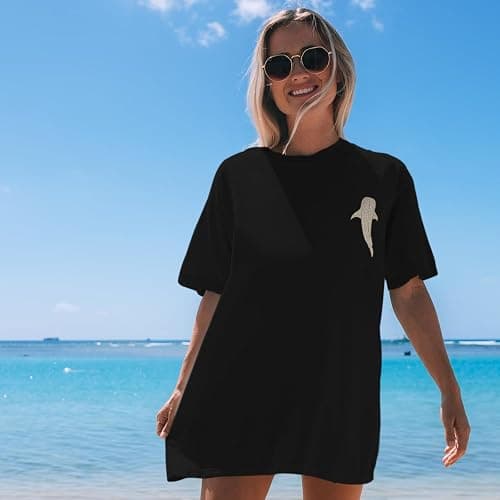 BeWithYou Cute Whale Shark Shirts for Women Oversized Kawaii Ocean Animal Shirt Aesthetic Preppy Graphic Tshirts Casual Tops thumbnail 5