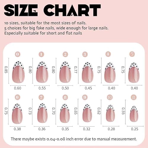 Polka Dot Press on Nails Short Almond Fake Nails 9 Colors French Tip Nails Press ons with Design Reusable Artificial Nail in 12 Sizes Full Cover Stick on Nails for Women Manicure Decorations 216Pcs thumbnail 7