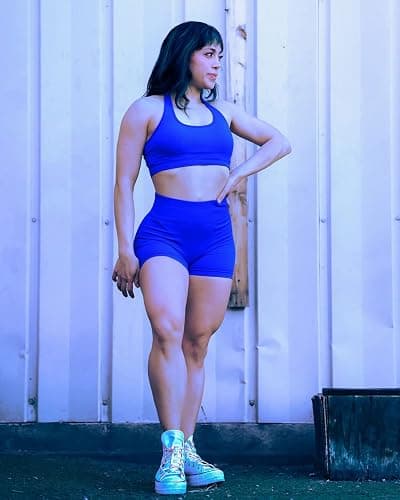 SUUKSESS Women Seamless Ribbed Workout Set Backless Sports Bra Booty Biker Short thumbnail 6