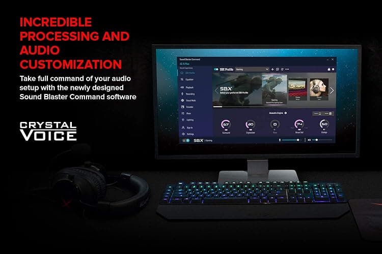 Creative Sound BlasterX AE-5 Plus Pure Edition SABRE32 Ultra-Class 32-bit/384kHz PCI-e Gaming Sound Card and DAC with Dolby Digital and DTS, Xamp Discrete Headphone Bi-amp, 122dB SNR, RGB LED Strips thumbnail 7
