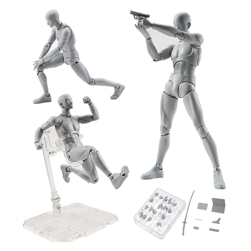 Haniforever Artists Manikin Art Mannequin Figures Supplies Drawing Tools,Small Drawing Figure Model for Sketching,Painting,Action Figure Set(Grey,Male) - Image 1