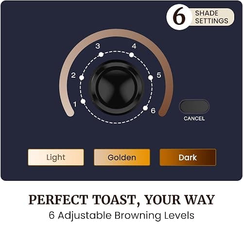 Elite Gourmet 2-Slice Cool Touch Toaster – 6 Browning Levels, Extra Wide 1.25” Slots for Bagels & Thick Bread, Cancel Function, Compact, ETL Certified, Black thumbnail 3