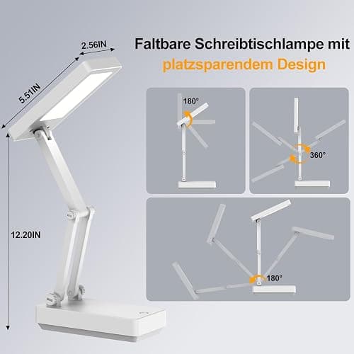 Suright LED Tischlampe Kabellos Akku Lampe,Faltbare Touch-Schreibtischlampe,Nachttischlampe,Dimmbare Tischleuchte mit 3 Lichtmodi,Aufladbare USB-Schreibtischleuchte für Schlafzimmer,Lesen,Lernen | Nachttischlampe,Dimmbare Tischleuchte mit 3 Lichtmodi,Aufladbare USB-Schreibtischleuchte für Schlafzimmer,Lesen,Lernen thumbnail 4