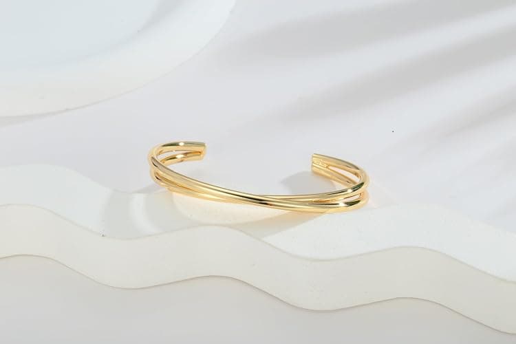 CLASSYZINT Silver/Gold Twisted Cuff Bracelet For Women Opening Chunky Cuff Bracelet Women thumbnail 6