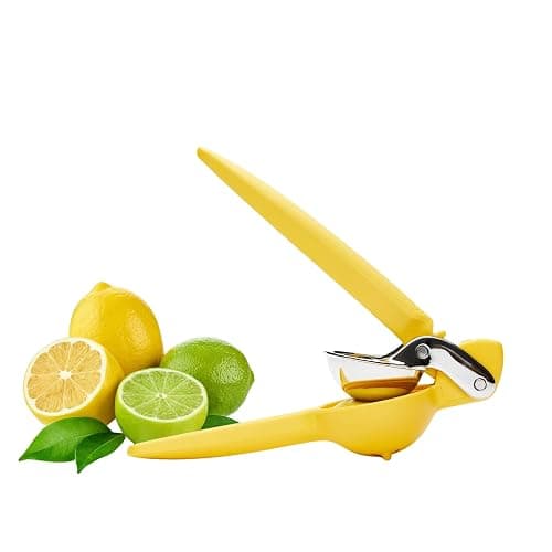 Chef'n FreshForce Lemon Squeezer Citrus Juicer, Manual Hand Press with Dual-Gear Power for Maximum Juice Extraction, Durable, Yellow - Image 1