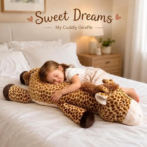MMguai 40inch Giant Giraffe Stuffed Animal, Cute Cuddly Stuffed Giraffe Plush Toy Pillow, Big Large Soft Giraffe Plushie Gift for Kids, Adults, Boys & Girls, Birthday thumbnail 7