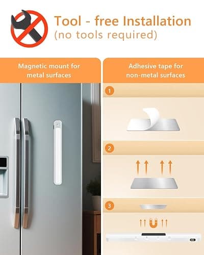 WILLED Under Cabinet & Closet Lights, Motion Sensor, Rechargeable, Magnetic, 3 Color Temps, Dimmable LED Light Bar for Indoor Kitchen Counter (2 Pack, White) thumbnail 6