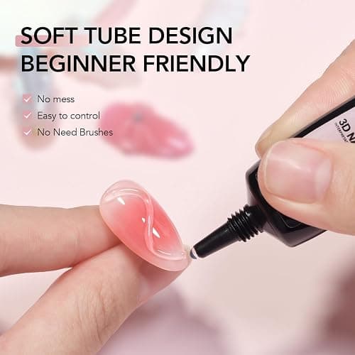 GAOY 2Pcs 3D Nail Gel, Clear Sculpting Gel for Carving, Molding & Painting Nail Art Designs, Glue for Rhinestone Gems Decoration thumbnail 3