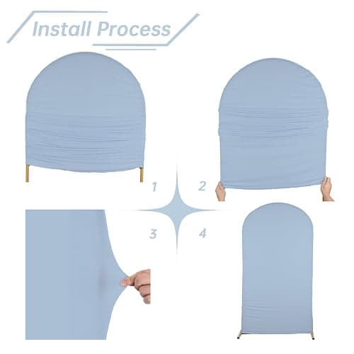 bricia Wedding Arch Backdrop Stand Cover, 6FT Double Sided Stretchy Arch Cover Fitted Wedding Birthday Party Banquet Decoration (Bluemist 72''Lx31.2''W) thumbnail 3