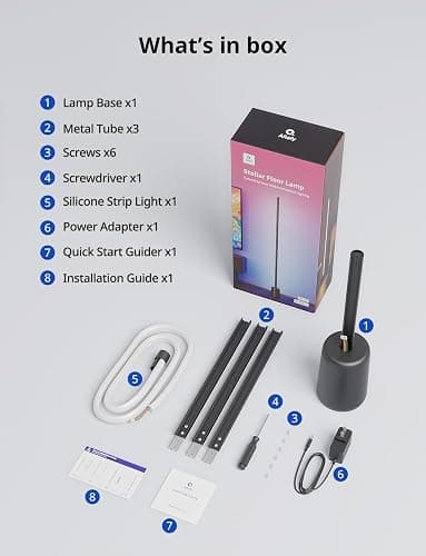Ailofy Corner Floor Lamp, 1500lm RGBW Corner Lamp Work with Alexa & Google Assistant, 16 Million DIY Colors, Sync with Music, App Control, Modern LED Floor Lamp for Living Room & Bedroom, Black thumbnail 9
