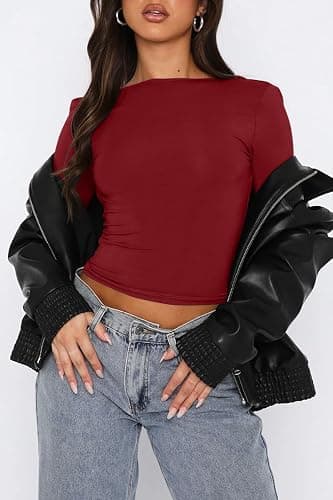 ForeFair Women Sexy Backless Short Sleeve Slim Fit Crewneck Summer Casual Y2K Crop Tee thumbnail 4