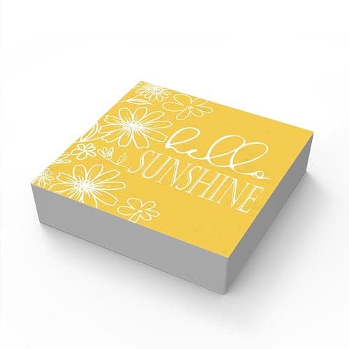 ULEGIE Summer Decor, Summer Decorations For Office Bathroom Kitchen Home, Yellow Wooden Box Sign For Bathroom Shelf Table Desk Accessories Decoration, 5x5 inch thumbnail 6