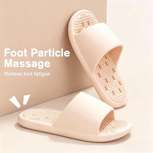 GOEWY Shower Shoes with Drain Holes Massage Granules for Women Men Gym Shower Slippers Slides Quick Drying Bathroom Beach Sandals Lightweight Non-Slip thumbnail 4