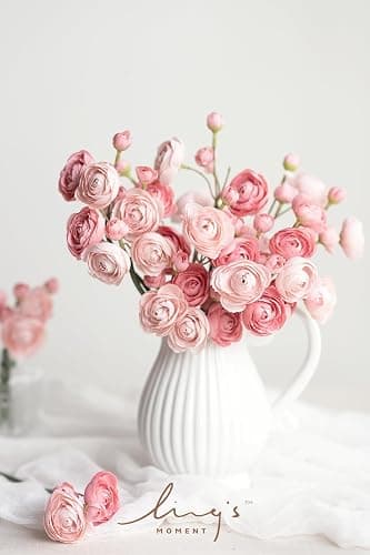 Ling's Moment Ranunkeln Künstliche Blume, Kunstseide Mini Ranunkel Blumen für DIY Blumenstrauß, Bulk Fake Hochzeit Füller Blumen für Tafelaufsätze Arrangements Braut Dusche Dekorationen, Staubige Rose thumbnail 2