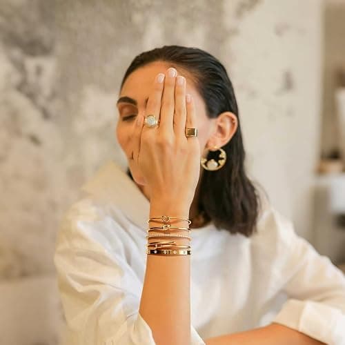 FAFUGA 18 K Gold Plated Love Bangle Bracelet Stack Cuff Jewelry for Women Jewelry Set for Women Gift with Box thumbnail 4