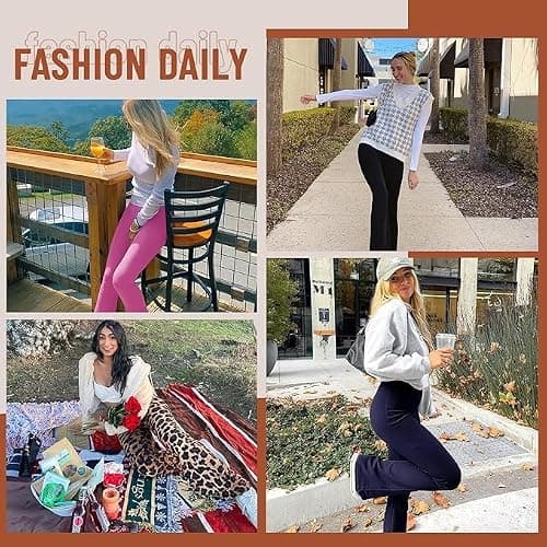 TNNZEET Black Flare Leggings for Women, Crossover Yoga Pants with Pockets Bootcut Flared Leggings thumbnail 5